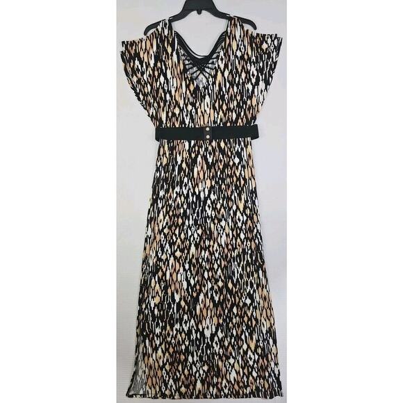 Spence ~Woman Size S~ Beige/Brown Animal Print Sleeveless Drest Elastick Waist. - Picture 7 of 16